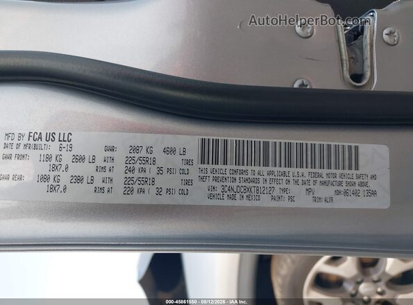 3C4NJDCBXKT812127 2019 JEEP COMPASS Серебряный Вид подкапотного пространства