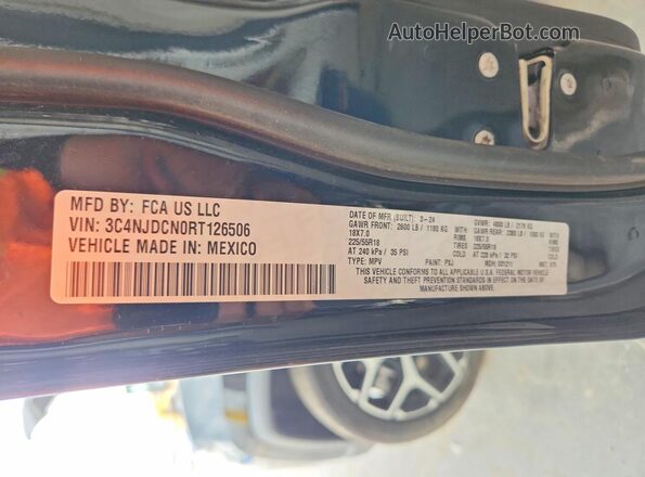 3C4NJDCN0RT126506 2024 JEEP COMPASS Black VIN კოდის სტიკერის ხედი