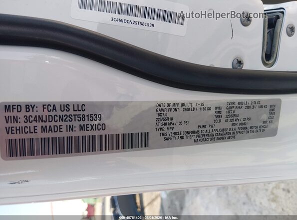 3C4NJDCN2ST581539 2025 JEEP COMPASS White ძრავის განყოფილების ხედი
