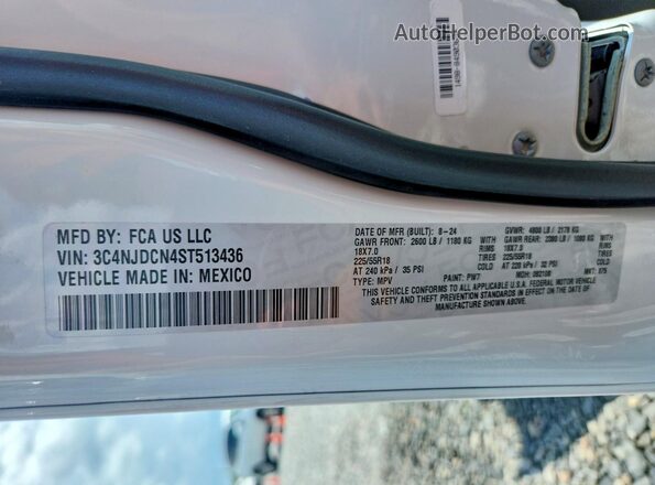 3C4NJDCN4ST513436 2025 JEEP COMPASS Белый Панорамный вид салона 360°
