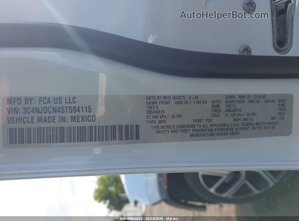 3C4NJDCN4ST594115 2025 JEEP COMPASS Белый Вид подкапотного пространства