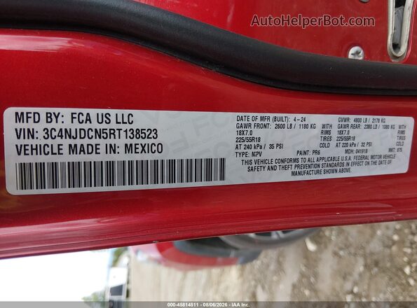 3C4NJDCN5RT138523 2024 JEEP COMPASS Red Շարժիչի բաժամունքի տեսք