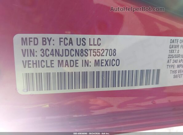 3C4NJDCN8ST552708 2025 JEEP COMPASS Burgundy Շարժիչի բաժամունքի տեսք