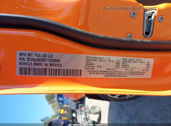 3C4NJDCN8TT225999 2026 JEEP COMPASS Оранжевый Вид подкапотного пространства