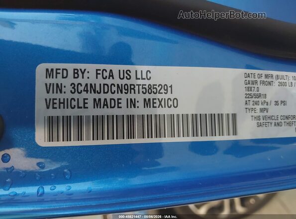 3C4NJDCN9RT585291 2024 JEEP COMPASS Blue ძრავის განყოფილების ხედი