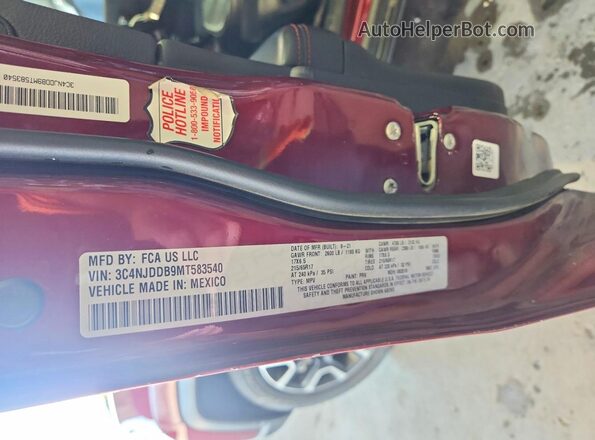 3C4NJDDB9MT583540 2021 JEEP COMPASS Красный Вид наклейки с VIN-кодом