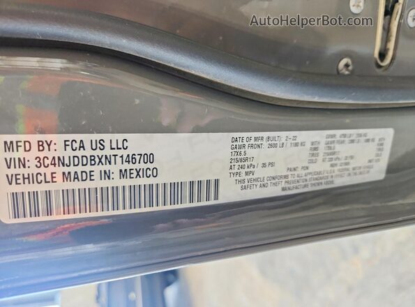 3C4NJDDBXNT146700 2022 JEEP COMPASS Gray Вид підкапотного простору