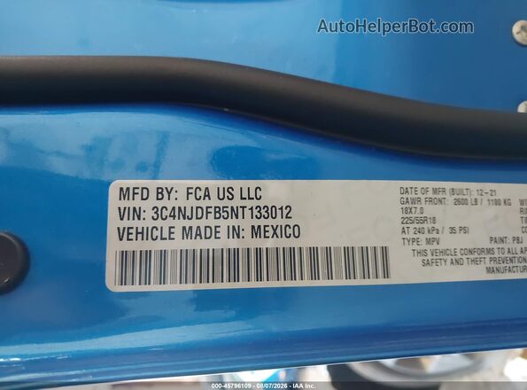 3C4NJDFB5NT133012 2022 JEEP COMPASS Blue Engine compartment view