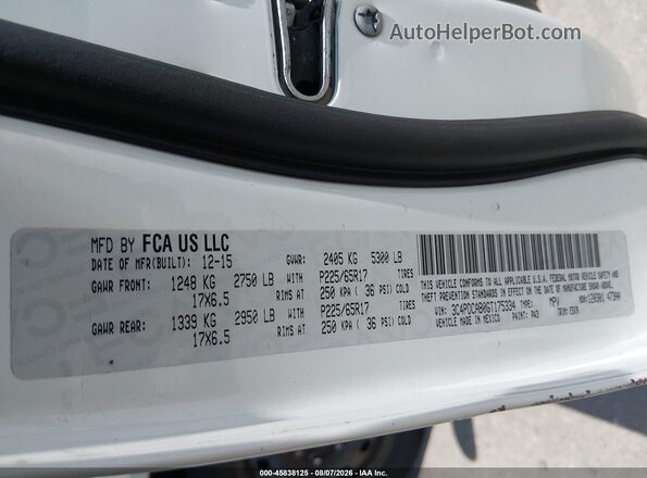 3C4PDCAB0GT175334 2016 DODGE JOURNEY White Vista del compartimento del motor