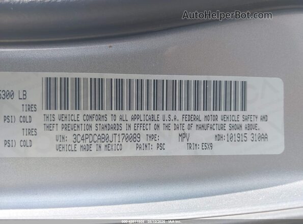 3C4PDCAB0JT170089 2018 DODGE JOURNEY Серебряный Вид подкапотного пространства