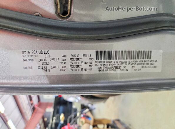 3C4PDCAB2JT383187 2018 DODGE JOURNEY Silver VIN კოდის სტიკერის ხედი