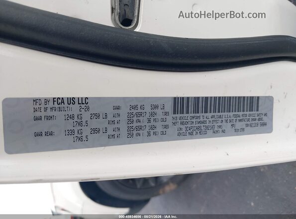 3C4PDCAB5LT202103 2020 DODGE JOURNEY White Engine compartment view