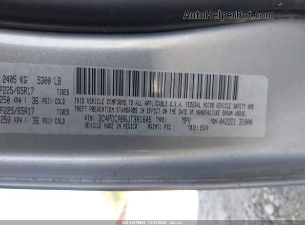 3C4PDCAB6JT381605 2018 DODGE JOURNEY Gray Widok komory silnika