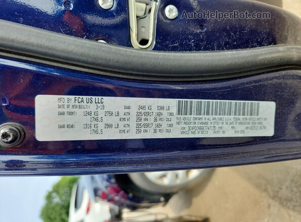 3C4PDCAB6KT747175 2019 DODGE JOURNEY Blue VIN sticker view