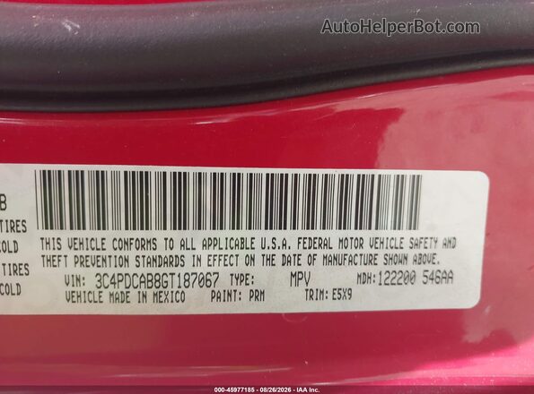 3C4PDCAB8GT187067 2016 DODGE JOURNEY Red Widok komory silnika