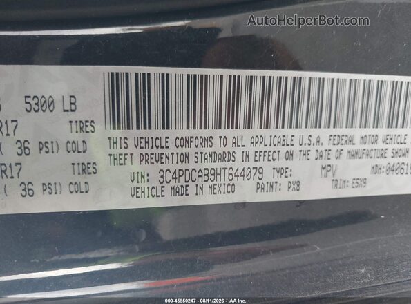 3C4PDCAB9HT644079 2017 DODGE JOURNEY Black Вид підкапотного простору