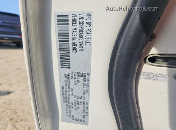 3C4PDCABXLT274110 2020 DODGE JOURNEY Белый Вид наклейки с VIN-кодом