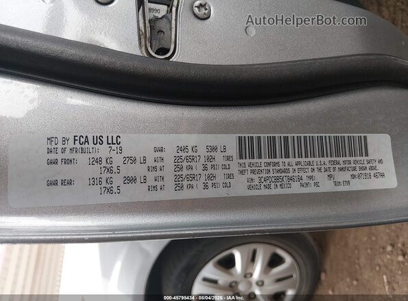 3C4PDCBB5KT846164 2019 DODGE JOURNEY Gray Вид підкапотного простору