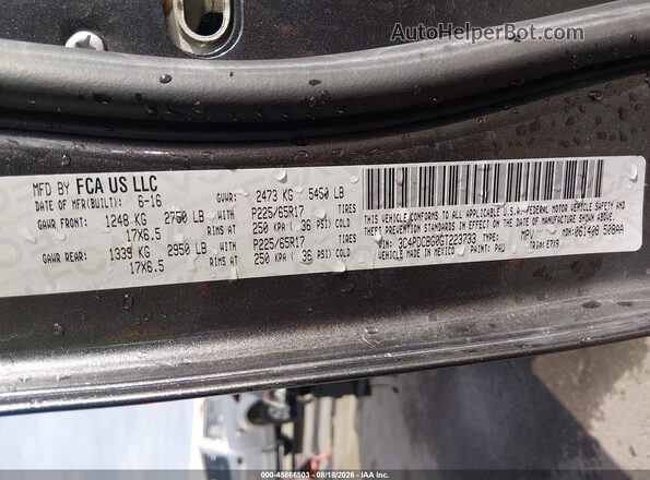 3C4PDCBG0GT223733 2016 DODGE JOURNEY Серый Вид подкапотного пространства