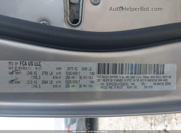 3C4PDCBG1HT636701 2017 DODGE JOURNEY Gray ძრავის განყოფილების ხედი