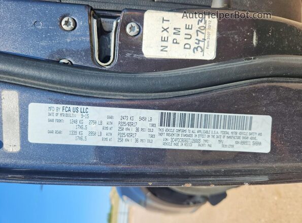3C4PDCBG6GT126665 2016 DODGE JOURNEY Серый Вид наклейки с VIN-кодом