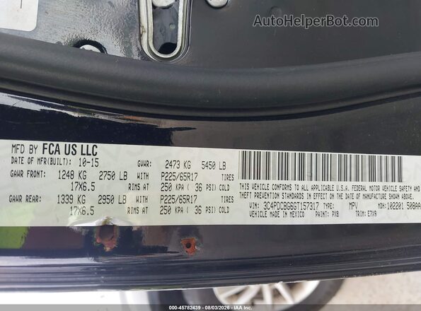 3C4PDCBG6GT157317 2016 DODGE JOURNEY Black Engine compartment view