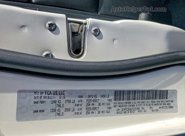 3C4PDCBG6GT223798 2016 DODGE JOURNEY Белый Вид наклейки с VIN-кодом
