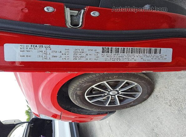 3C4PDCBG6JT514373 2018 DODGE JOURNEY Red Vista de la etiqueta del VIN