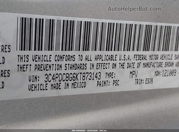 3C4PDCBG6KT873143 2019 DODGE JOURNEY Gray Vista del compartimento del motor