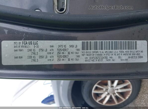 3C4PDCBG7GT224765 2016 DODGE JOURNEY Gray Շարժիչի բաժամունքի տեսք