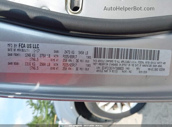 3C4PDCBG7HT588833 2017 DODGE JOURNEY Silver ძრავის განყოფილების ხედი