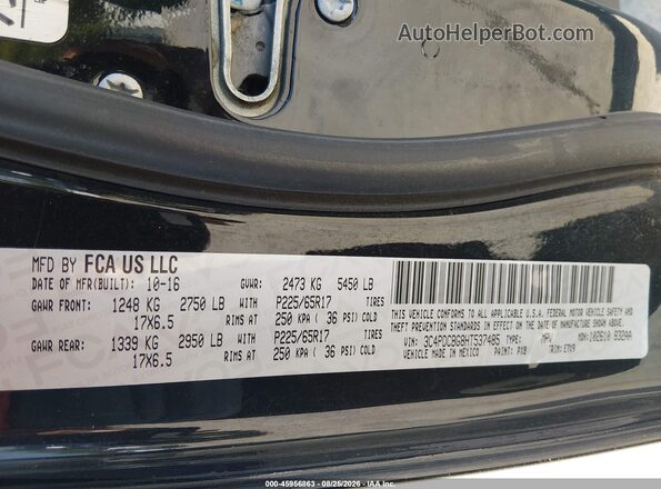 3C4PDCBG8HT537485 2017 DODGE JOURNEY Black Widok komory silnika