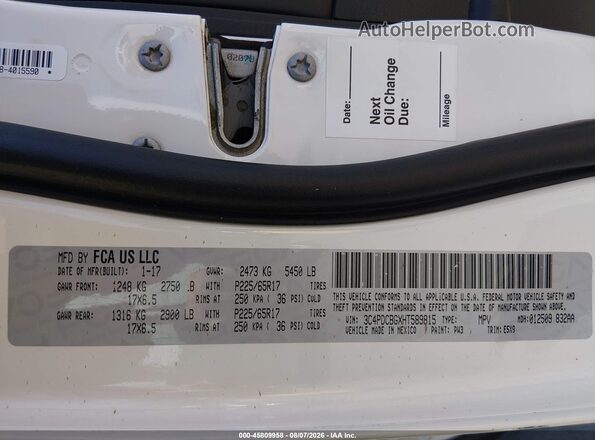 3C4PDCBGXHT589815 2017 DODGE JOURNEY White ძრავის განყოფილების ხედი
