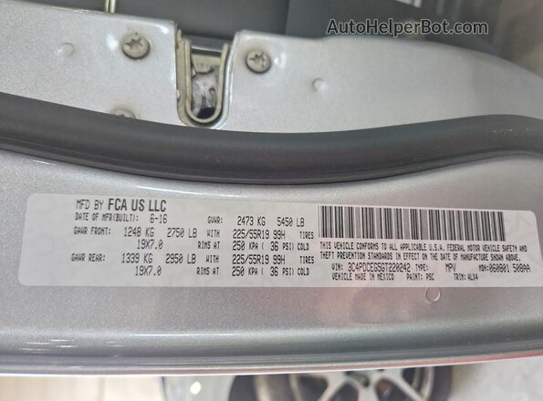 3C4PDCEG5GT220242 2016 DODGE JOURNEY Silver VIN sticker view