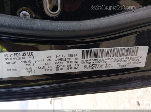 3C4PDCGB1HT564119 2017 DODGE JOURNEY Черный Вид подкапотного пространства