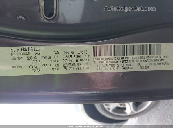 3C4PDCGB2GT207756 2016 DODGE JOURNEY Серый Вид подкапотного пространства