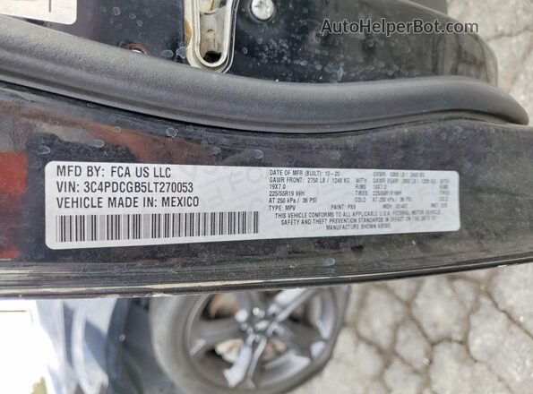 3C4PDCGB5LT270053 2020 DODGE JOURNEY Black Vista del compartimento del motor