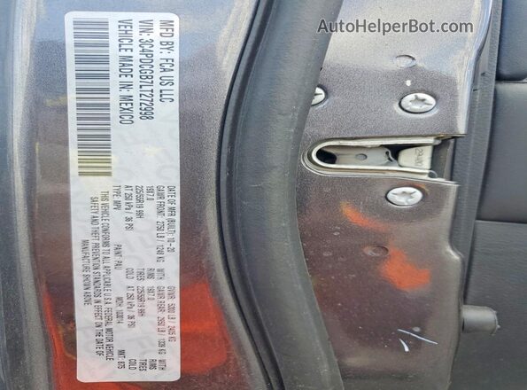 3C4PDCGB7LT272998 2020 DODGE JOURNEY Gray VIN კოდის სტიკერის ხედი