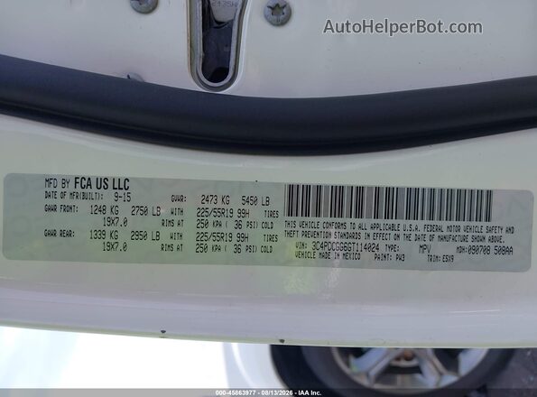 3C4PDCGG6GT114024 2016 DODGE JOURNEY White Вид підкапотного простору