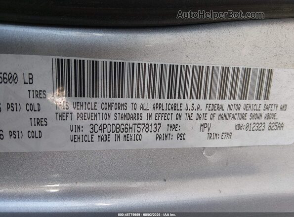3C4PDDBG6HT578137 2017 DODGE JOURNEY Серый Вид подкапотного пространства