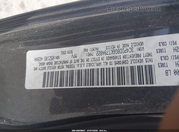 3C4PDDBG6KT794822 2019 DODGE JOURNEY Серый Вид подкапотного пространства