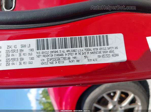 3C4PDDEG6KT785100 2019 DODGE JOURNEY Red Widok komory silnika