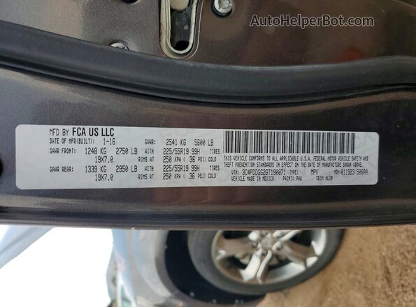 3C4PDDGG2GT190071 2016 DODGE JOURNEY Gray VIN კოდის სტიკერის ხედი