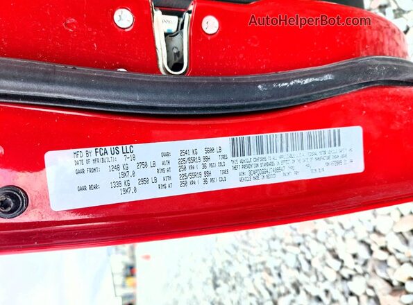 3C4PDDGG4JT499547 2018 DODGE JOURNEY Red Vista de la etiqueta del VIN