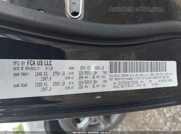 3C4PDDGG6KT759335 2019 DODGE JOURNEY Black Вид підкапотного простору