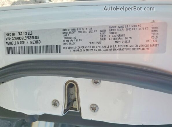3C63R3GL3PG596187 2023 RAM 3500 White Engine compartment view