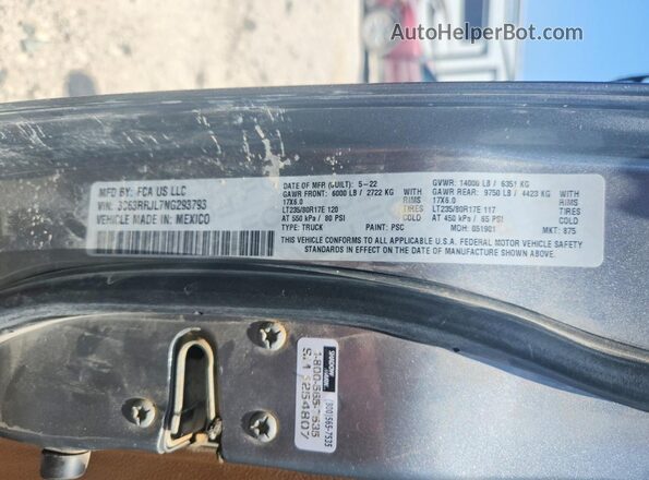 3C63RRJL7NG293793 2022 RAM 3500 Серый Вид подкапотного пространства