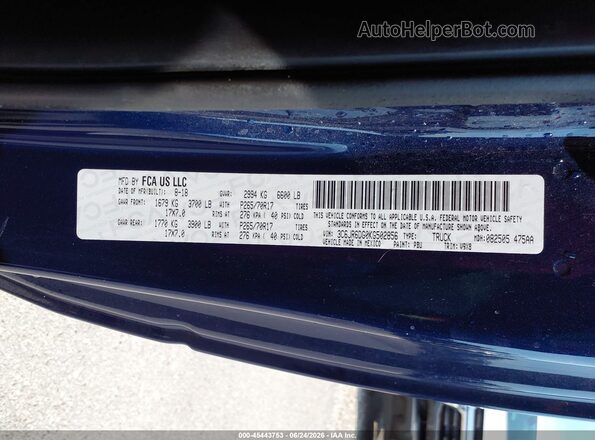 3C6JR6DG0KG502856 2019 RAM 1500 CLASSIC Blue ძრავის განყოფილების ხედი