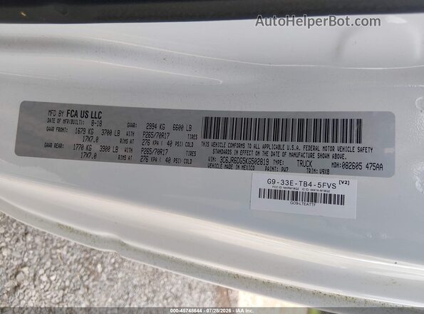 3C6JR6DG5KG502819 2019 RAM 1500 CLASSIC White Engine compartment view