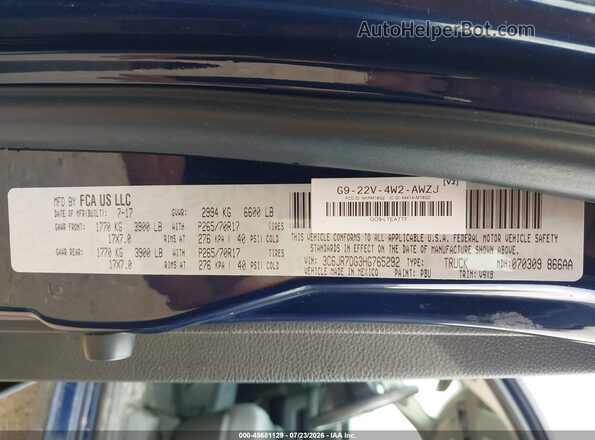 3C6JR7DG3HG765292 2017 RAM 1500 Blue Շարժիչի բաժամունքի տեսք